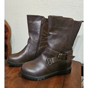 Golden Road brown faux leather boots new size 6